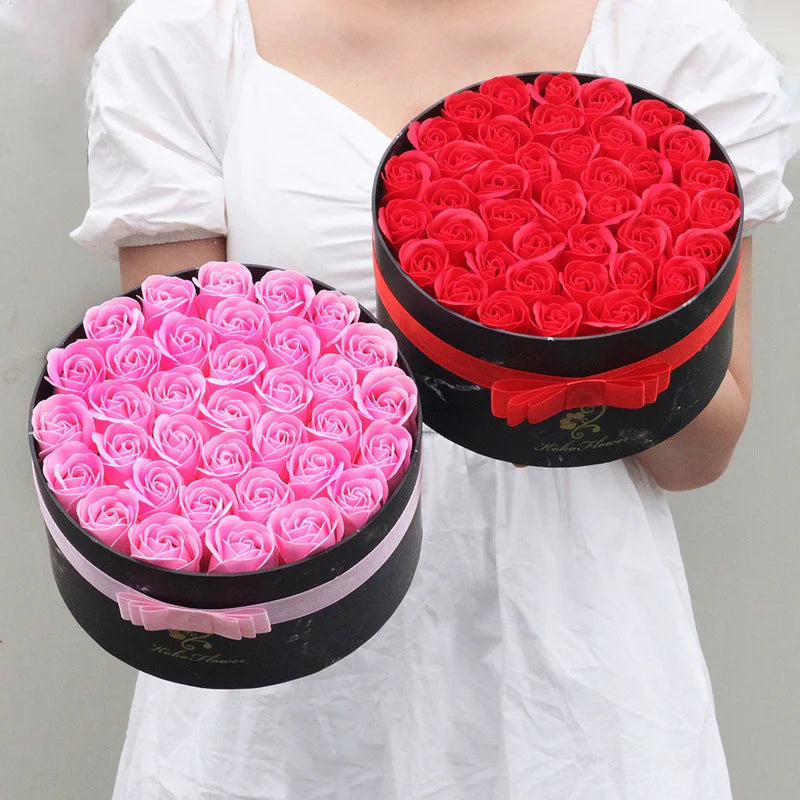 Koko Flower Hug Bucket Round Marble Flower Box Rose Soap Wedding Valentine's Day Mother's Day Gift Box Birthday Christmas Gift