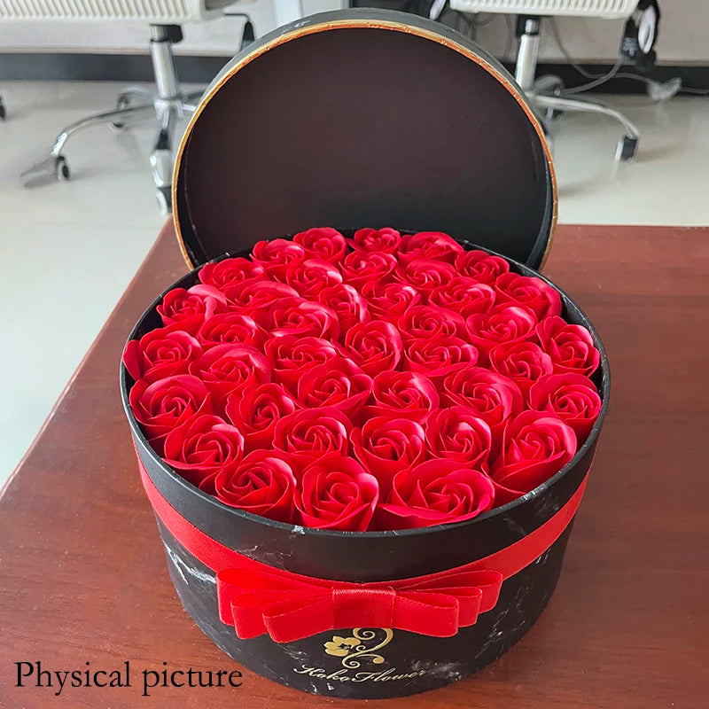 Koko Flower Hug Bucket Round Marble Flower Box Rose Soap Wedding Valentine's Day Mother's Day Gift Box Birthday Christmas Gift
